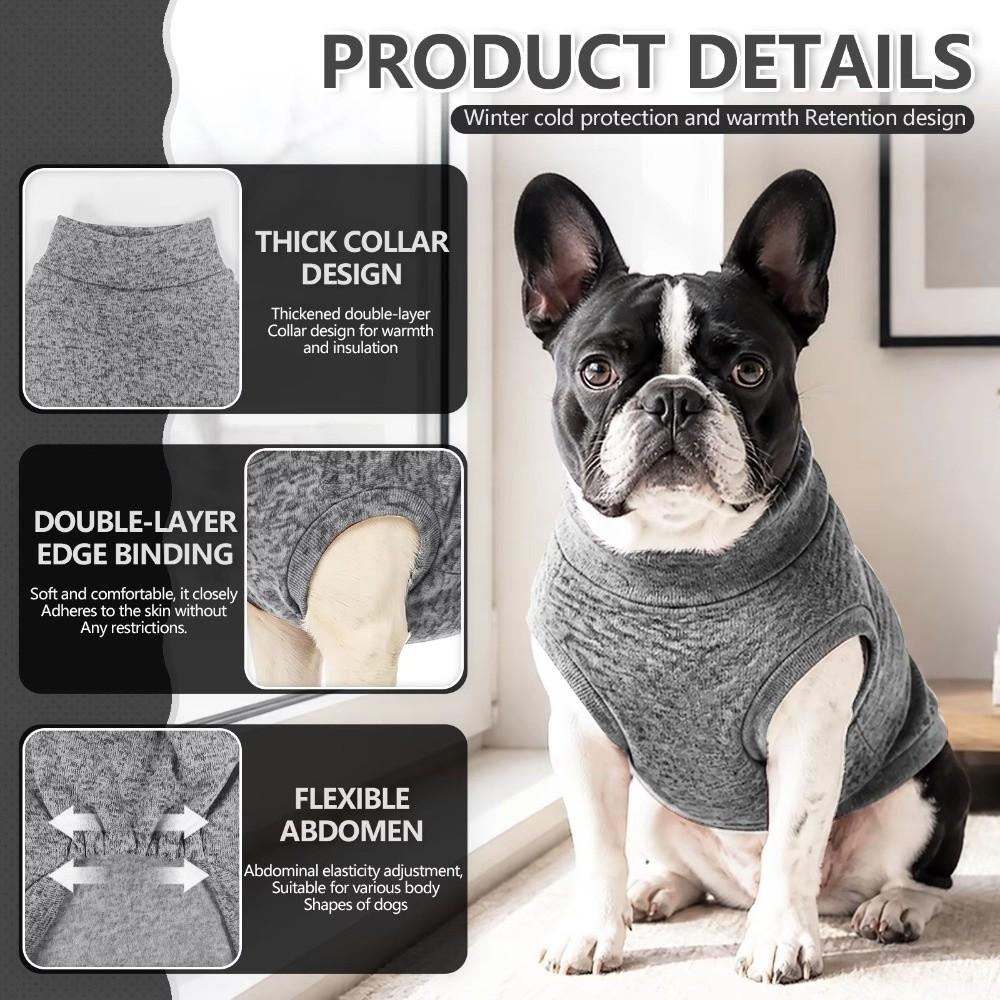 High Neck Dog Winter Turtleneck Sweater Stretchy Pet Home Apparel Dog Sleeveless Outfit Daily Play