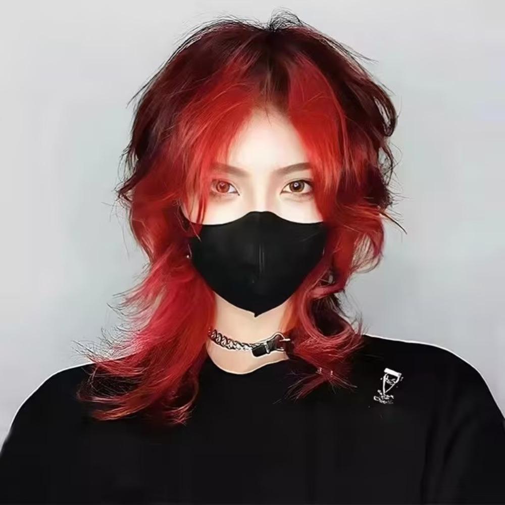 Heat Resistant Mullet Head Wigs with Bangs Synthetic Anime Men Wigs Long Cosplay Wig Party
