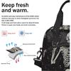 Funny Skull Lunch Bag Tote Bag Leakproof Cooler Bag Insulated Lunch Box with Front Pocket Water-resistant Thermal Lunch Bags with Shoulder Strap for