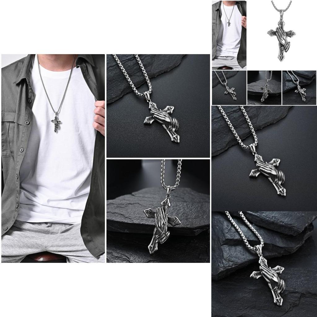 Mens Stainless Steel Jesus Christ Face Crucifix Cross Pendant Necklace Fashionable And Religious