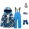 Dětská módní lyžařská souprava pro chlapce a dívky, zateplená, voděodolná, termo lyžařská souprava, pětidílný komplet s bundou a kalhotami