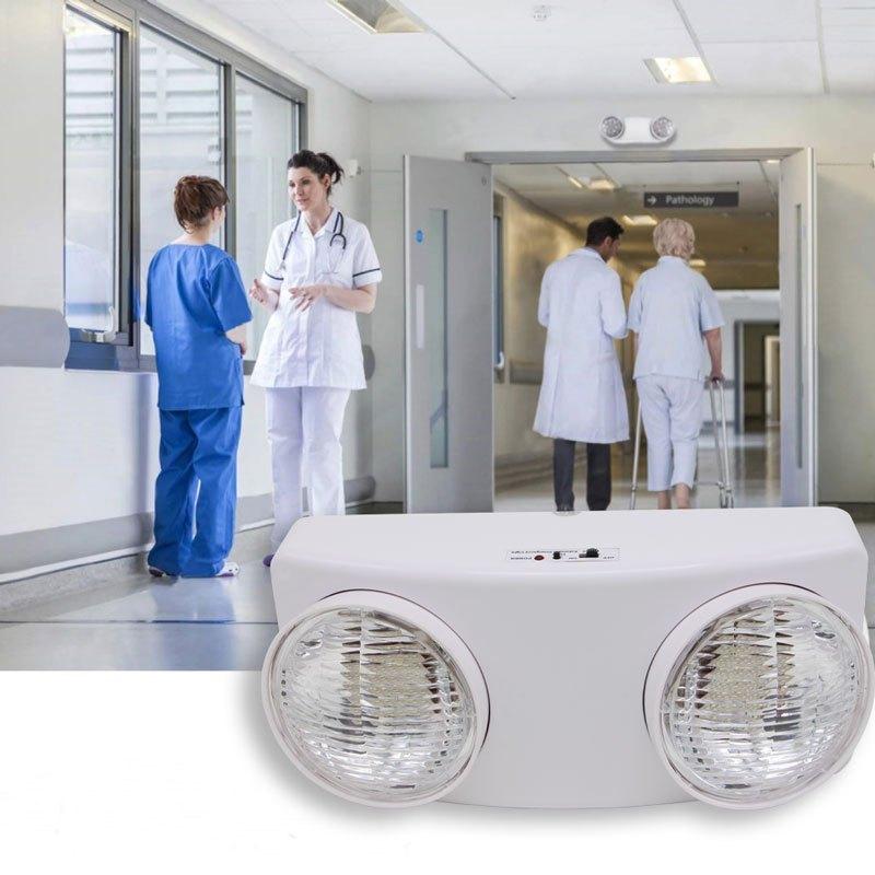 Wall Mounted Dual Head Emergency Light Adjustable Heads Led Lighting Fixtures Rechargeable Auto-On Emergency Lamp