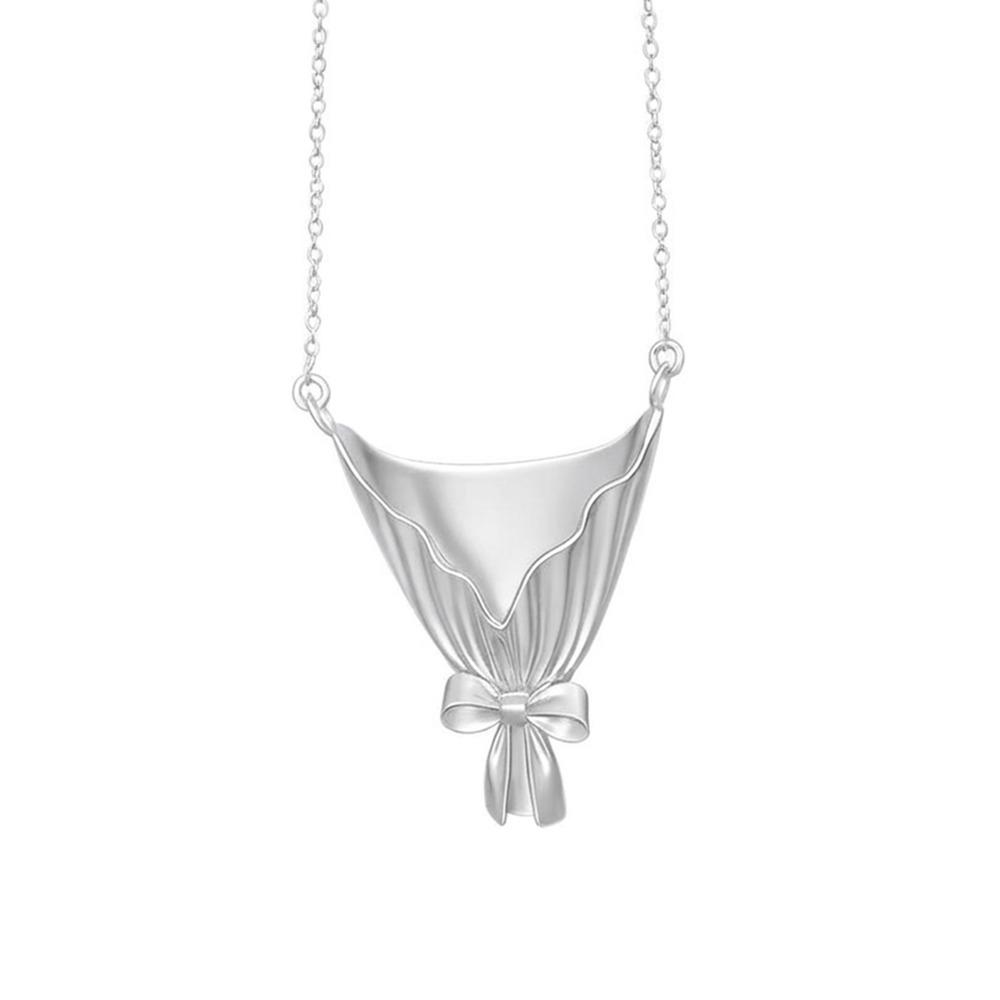 Mini Flower Bouquet Necklace Silver Flower Insert Necklace New Flower Collarbone Chain Gift серебряный