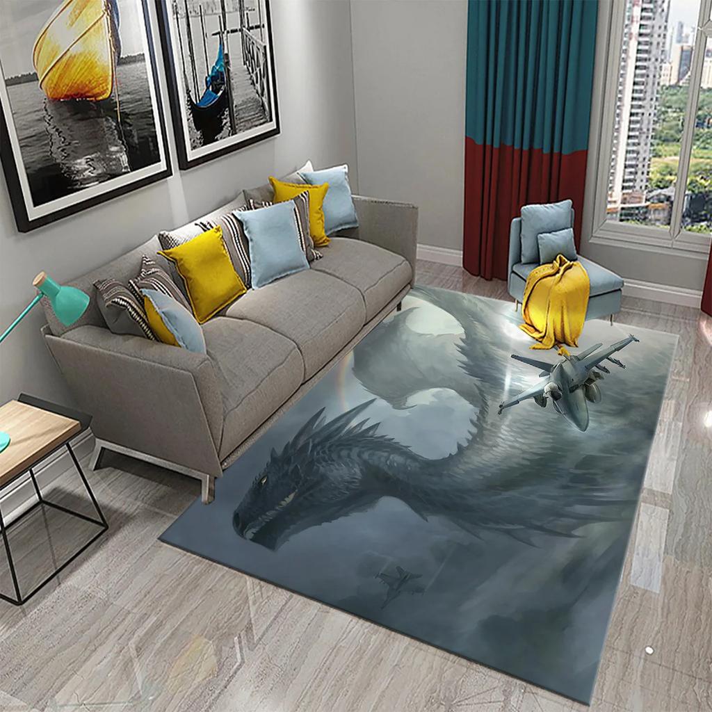 Modern Dragon Pattern Carpet for Living Room Bedroom Bathroom Entrance Non-slip Carpet for Children Play Home Decor Floor Carpet
