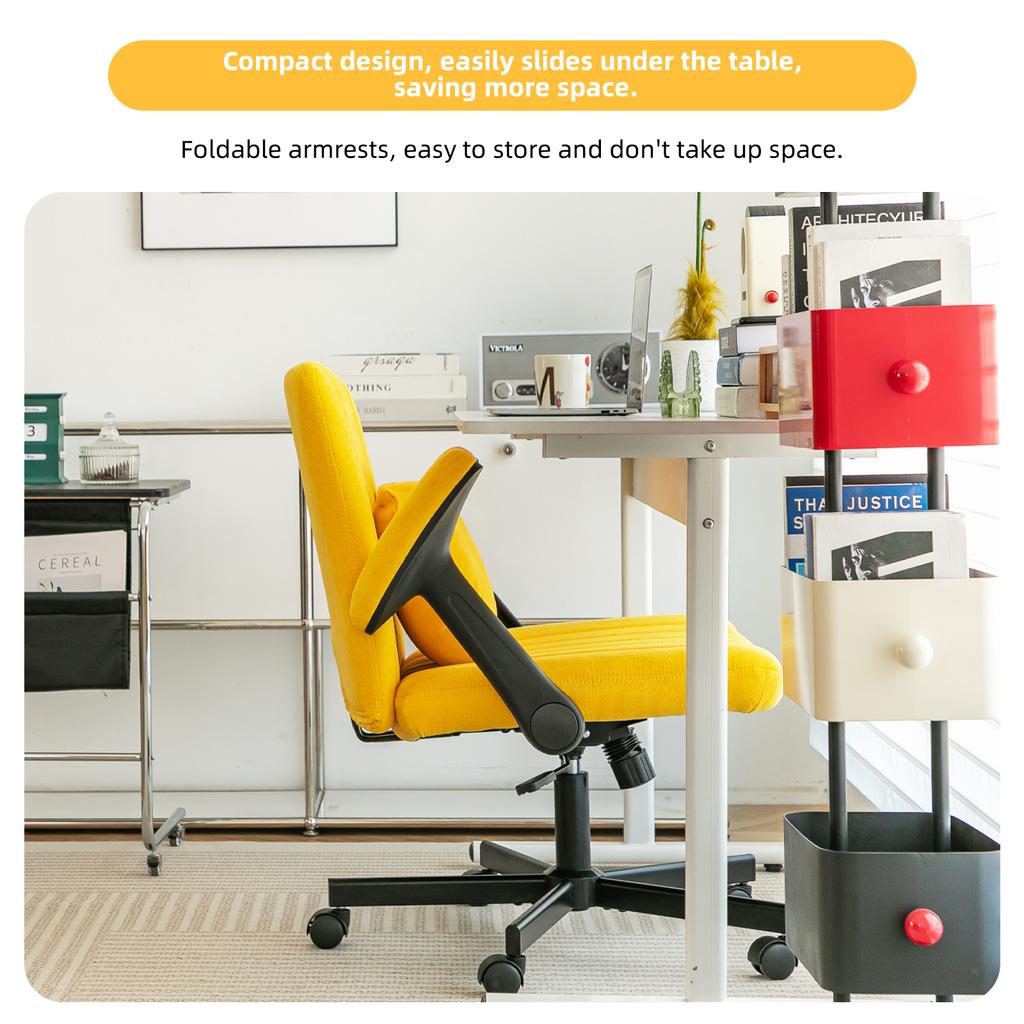 Bársonyos Otthoni Iroda – Állítható Magasságú Forgó Szék Összecsukható Karfákkal és Csendes Kerekekkel – Elegáns Szövet Irodai Szék Tanuláshoz és Kis Helyekre
