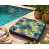 Coussin de sol - EDEN - Toucan 60cm - Matelassé - Coton - Motif tropical violet