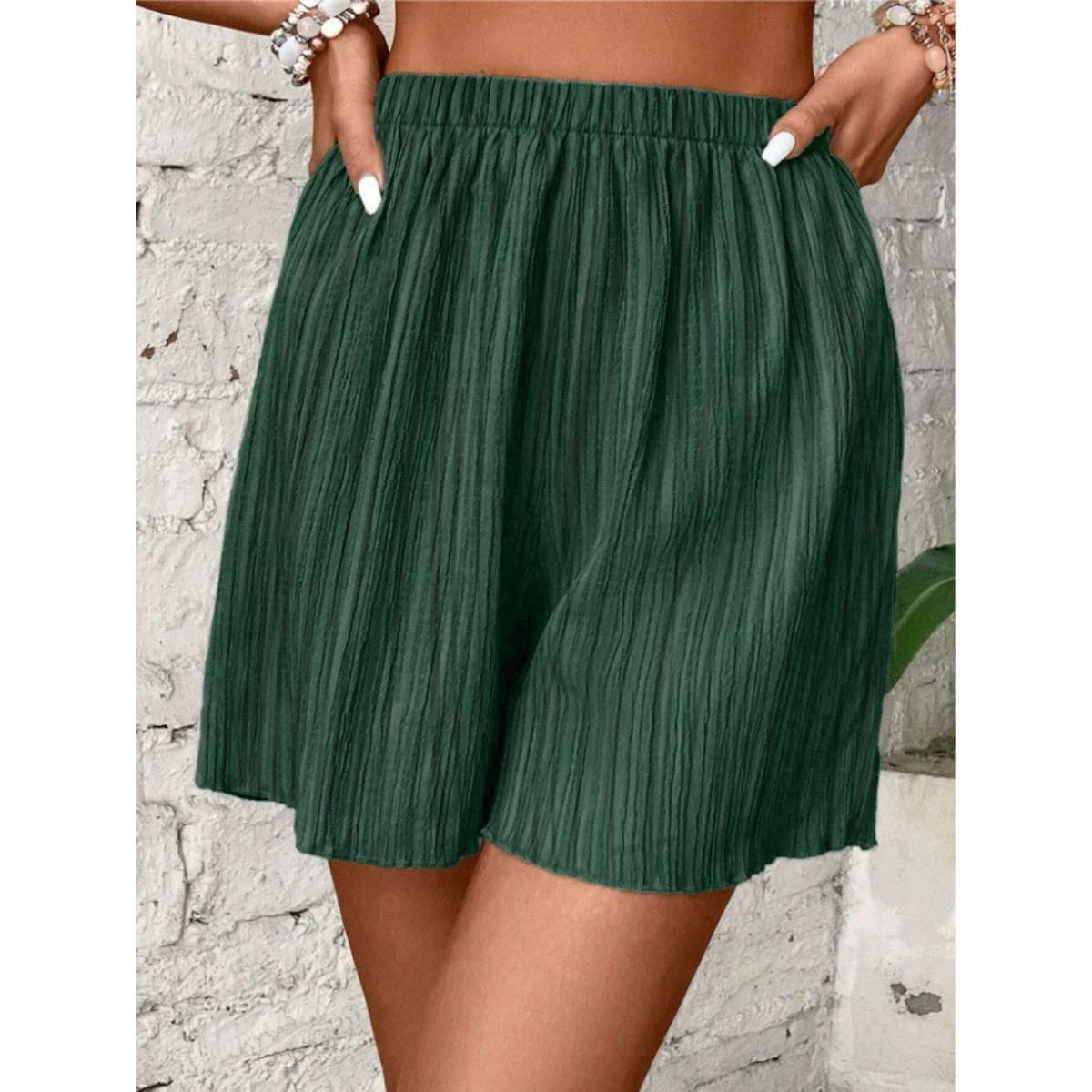 

Женские летние шорты на резинке - Дышащие и удобные, Многофункциональная пляжная одежда для пикника, Повседневная одежда, Элегантный внешний вид, Мягкая ткань M темно-зеленого