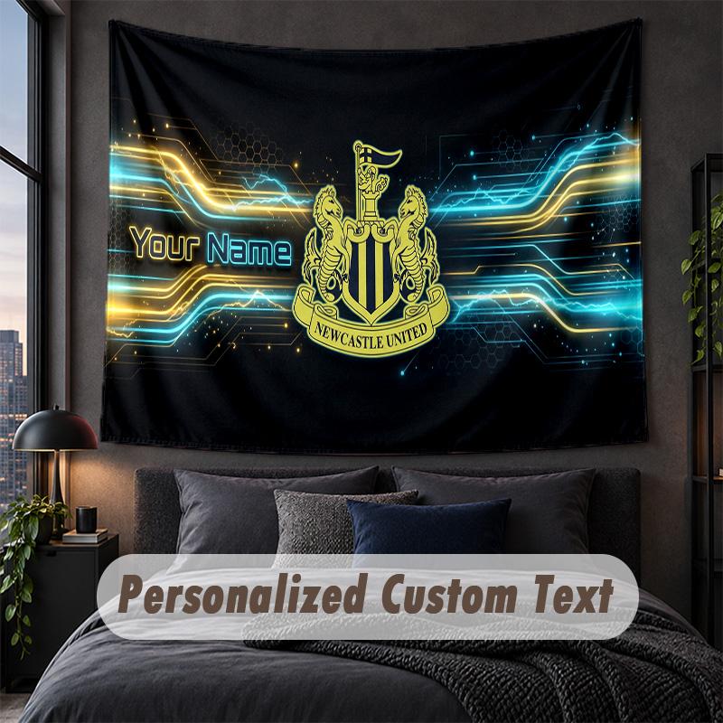 Custom Name Text Tapestry,Newcastle United FC Decorative Wall Hanging, Background Tapestry For Home Bedroom