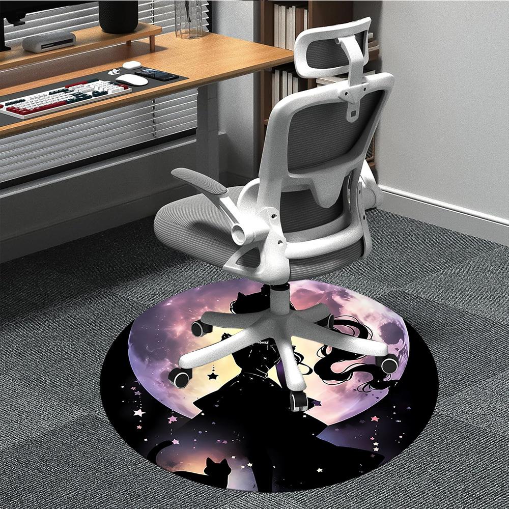 

1pc Sailor Moon Office Round Area Rug, Indoor Mat Suitable For Office, Under Office Chairs Bedroom Living Room Home Decor, Room Deco 80cm
