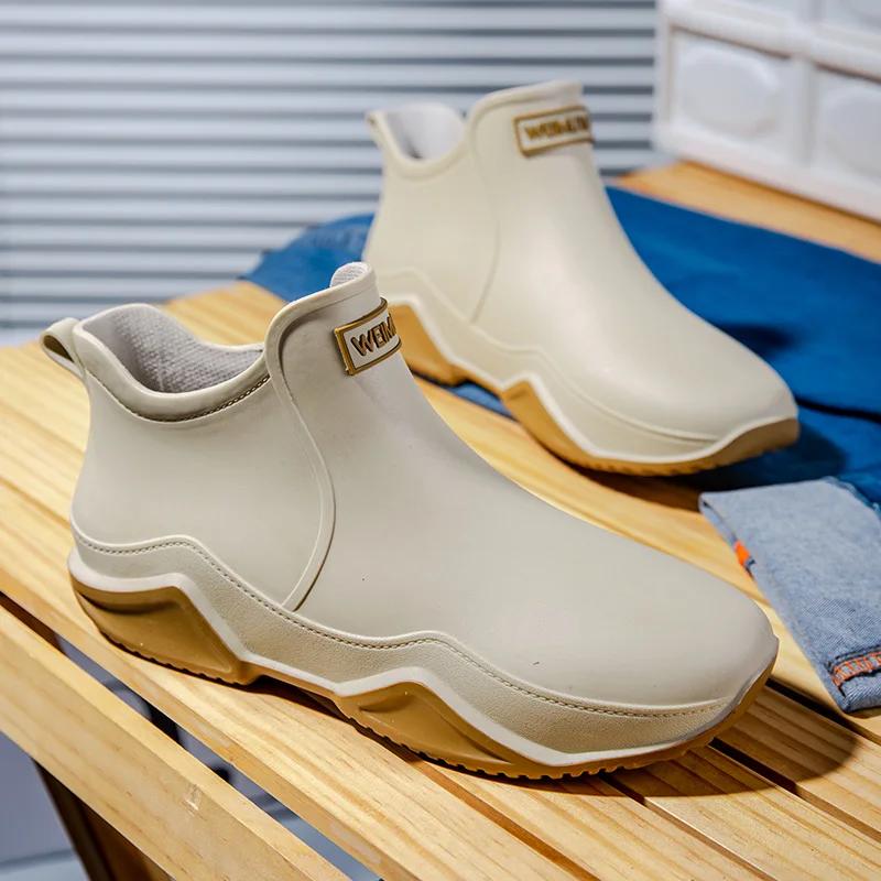 Same style short rain shoes for men and women, couples, low cut anti slip water shoes, PVC wear-resistant rain boots, garden wat