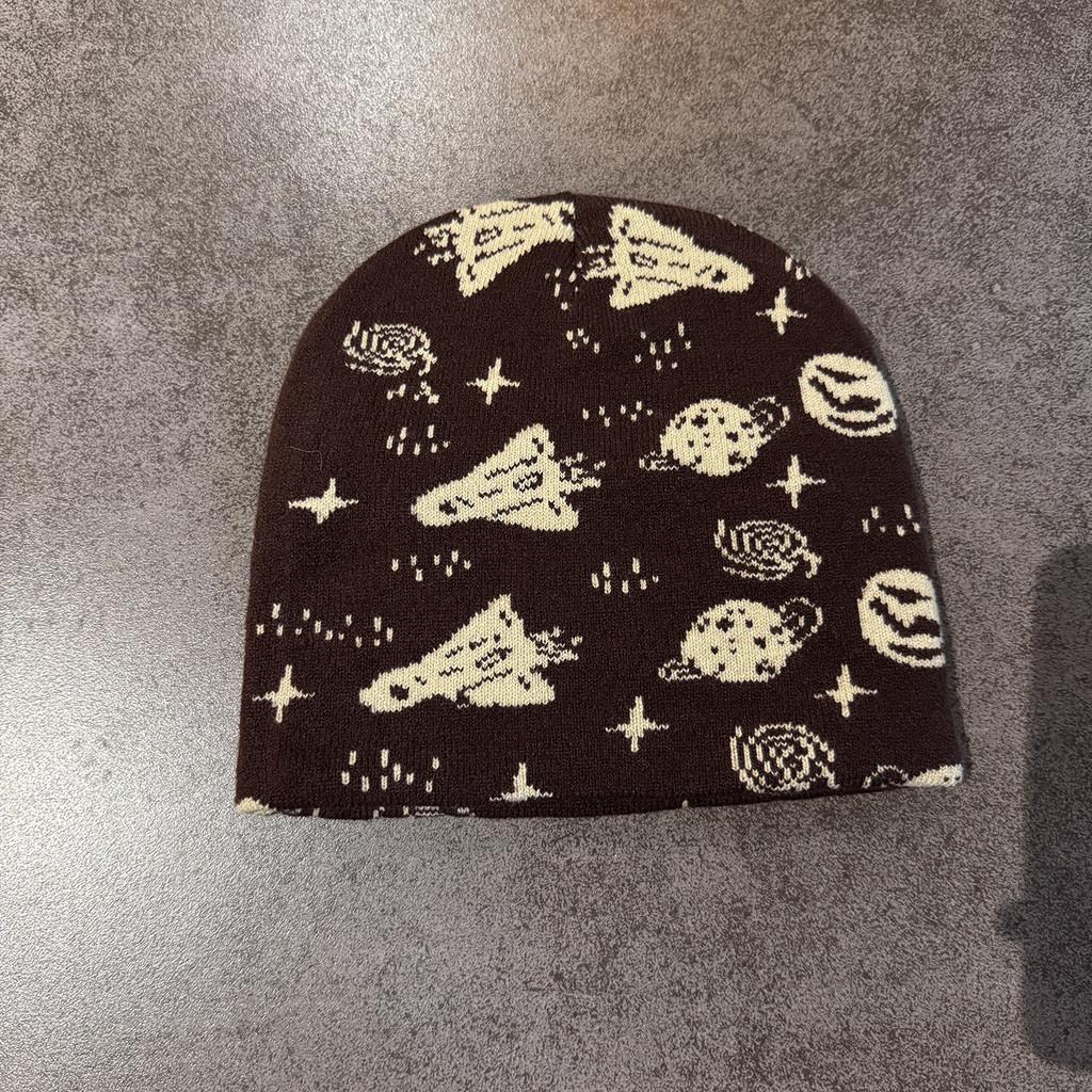 Rocket Planet Fall Winter Knit Wool Hat High Top Design Style Outdoor Casual