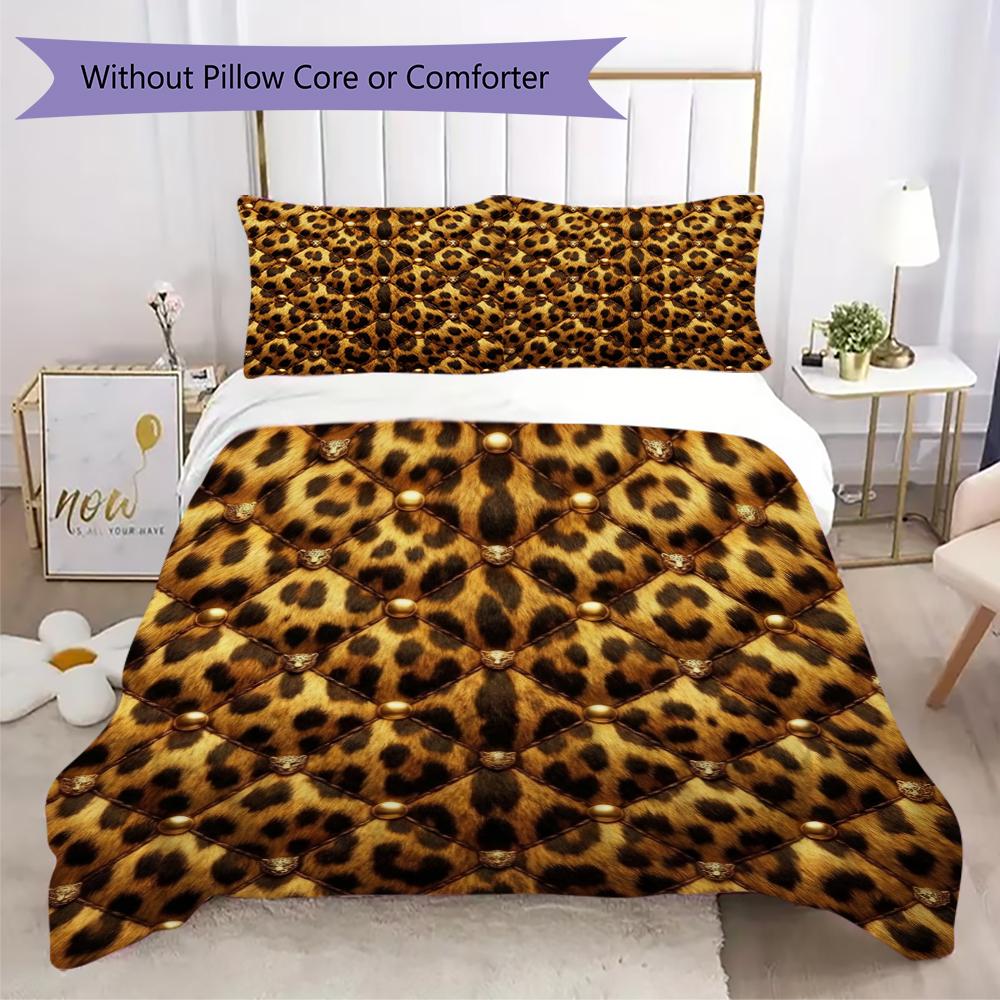 Leopard Print Pattern Bedding Uilt Set Uilt Cover Pillowcase Home Decoration Birthday Gift (1 * Duvet Cover + 2 * Pillowcase Without Core)17