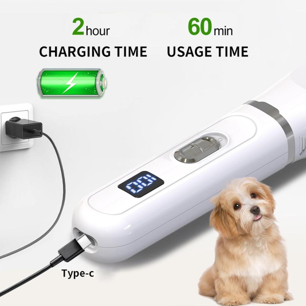 Pet Hair Clipper Grooming Kit 4-In-1 Electric Low Noise Nail Grinder USB Rechargeable Dog Cat Hair Trimmer Pet Grooming Supplies
