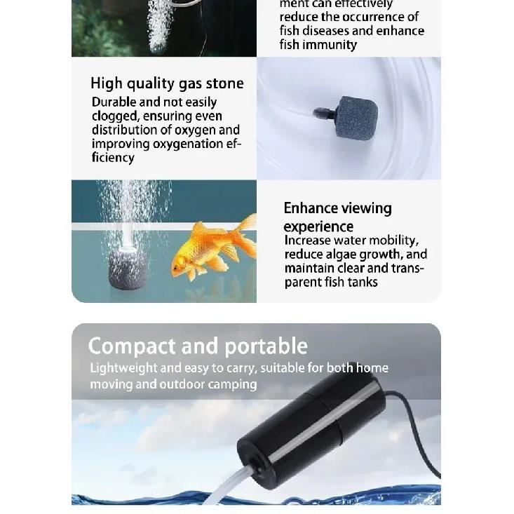 Mini Oxygen Pump USB Portable Fish Tank Fish Farming Aquarium Supplies Small Oxygen Pump Ultra Quiet Fishing Aerator