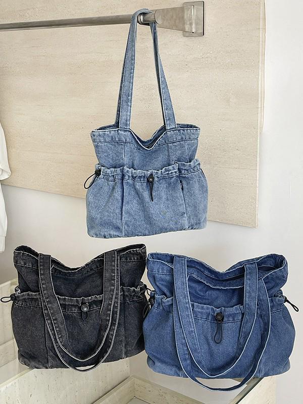 Koreanischer Stil Große Kapazität Denim Schulter-Tragetasche - Neue Mode 2026