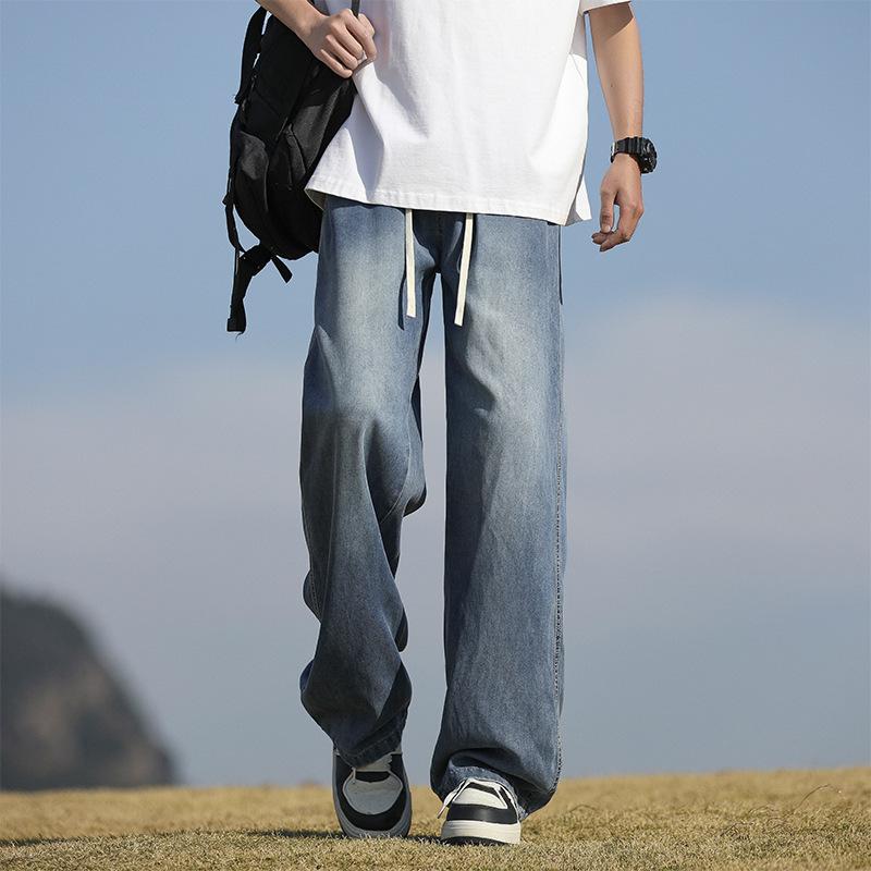 Summer Retro Jeans Men's New Style Loose Straight Young Wide-leg Casual Pants