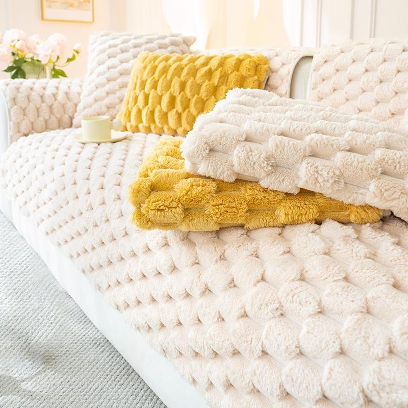 Light Luxury French Cream Wind Sofa Cushion Winter Plush Thickened Cover Non-Slip Sofa Cover Cloth Towel Seat Cushion