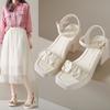 Fairy Wind Thick-soled Thick-heeled High-heeled Word with Roman Sandals, Women's Summer Wear Exquisite Matching Skirt New