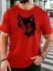 Unisex Tribal Wolf Head Art Graphic Cotton Short Sleeve Tee Crew Neck Soft Male Summer Casual Breathable Daily Street Wear Top