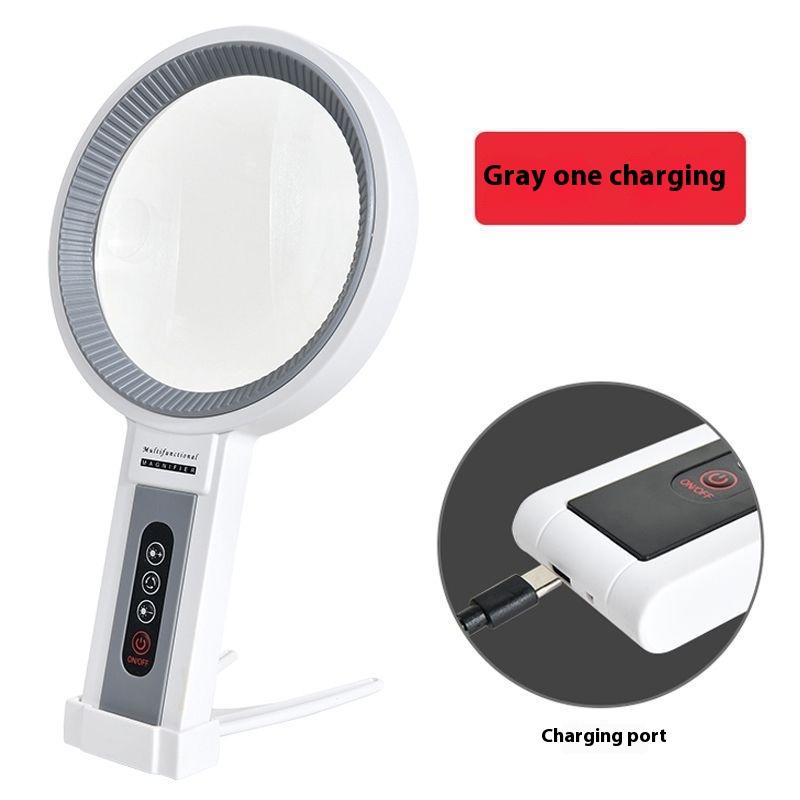 Handheld Charging 34 Led Heating and Cooling Lights with Adjustable Brightness 135Mm Desktop Magnifying Glass for Reading