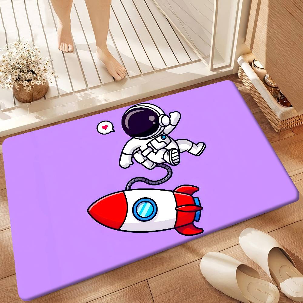 Cartoon Rocket Astronaut Bathroom Mat Anti-slip Absorb Water Long Strip Cushion Bedroon Mat Welcome Doormat
