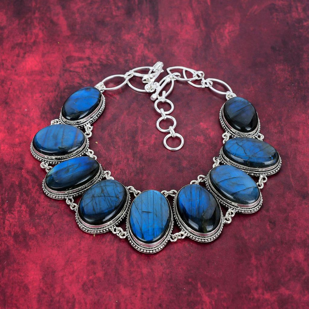 Labradorite 925 Solid Sterling Silver Necklace With Adjustable Chain, Handmade Gemstone Jewelry Necklace For Memorial Day