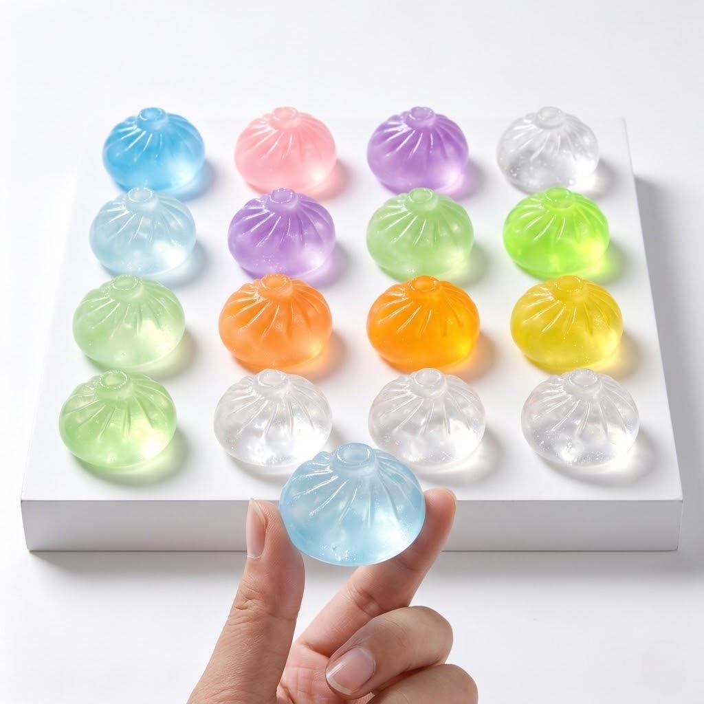 5Pcs Dumpling Squishy Set: Maltose Texture Slow Rebound Stress Ball with Steamer, Aesthetic Taba Squeeze Toy, Office Relief