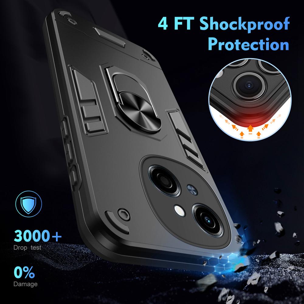 KEYSION Shockproof Case for TECNO Spark Go 1 Go 2025 Silicone+PC Camera Protection Ring Stand Phone Back Cover for Tecno Pop9 4G