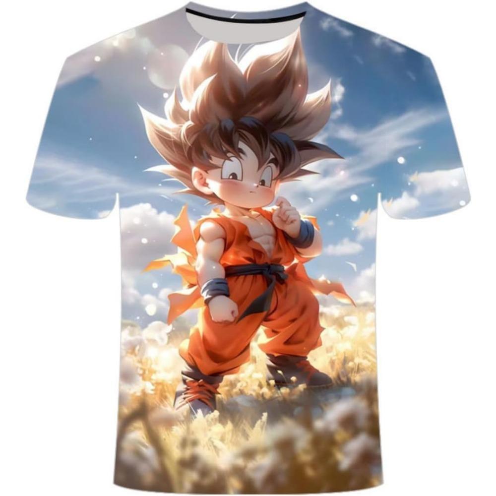 Anime tričko 3D potisk komiksový nový letní tričko, módní tričko s krátkým rukávem pro muže a ženy černé s kulatým výstřihem.