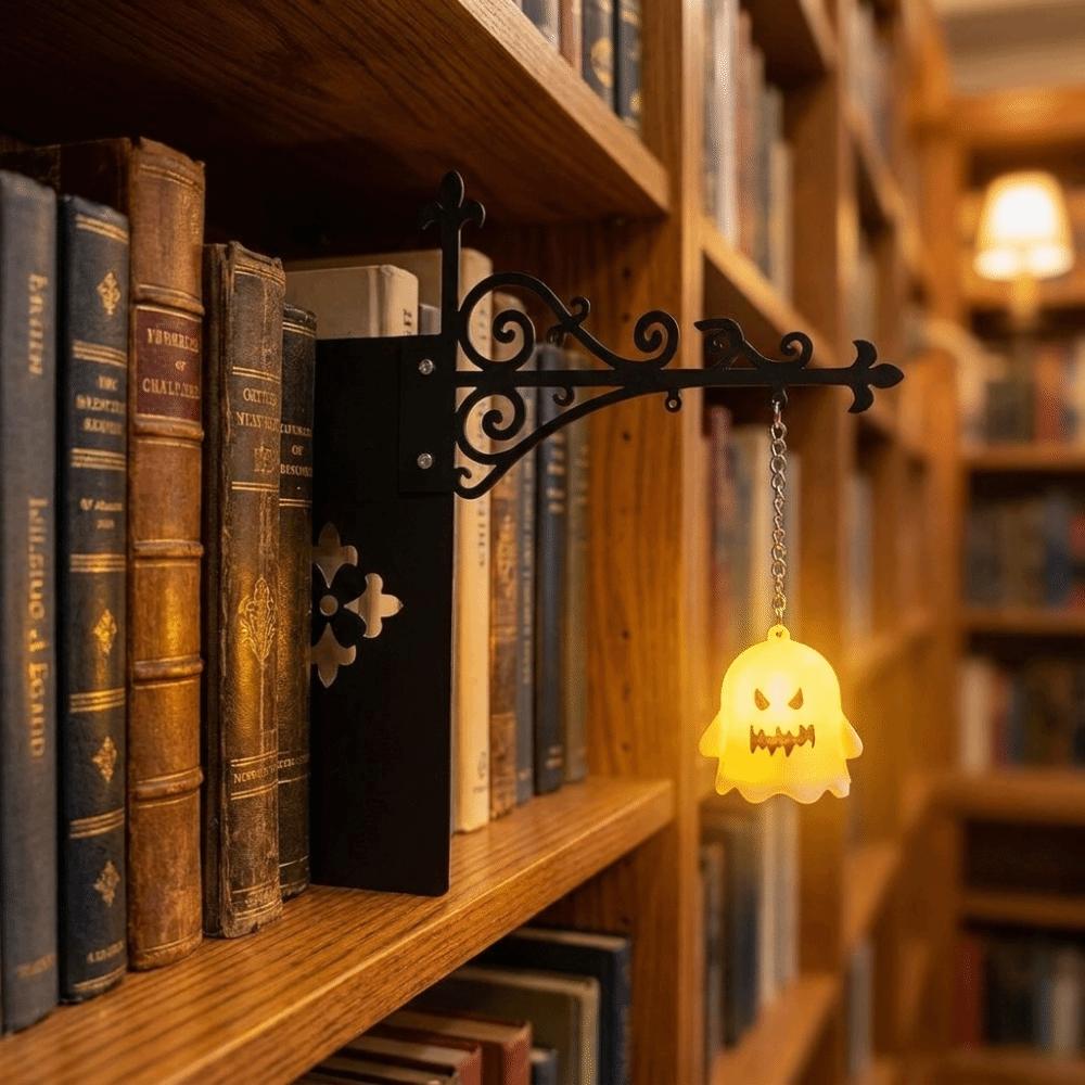 Metal Bookshelf Lantern Light Warm Yellow Bookshelf Ghost Light Library Reading Lamp Reading