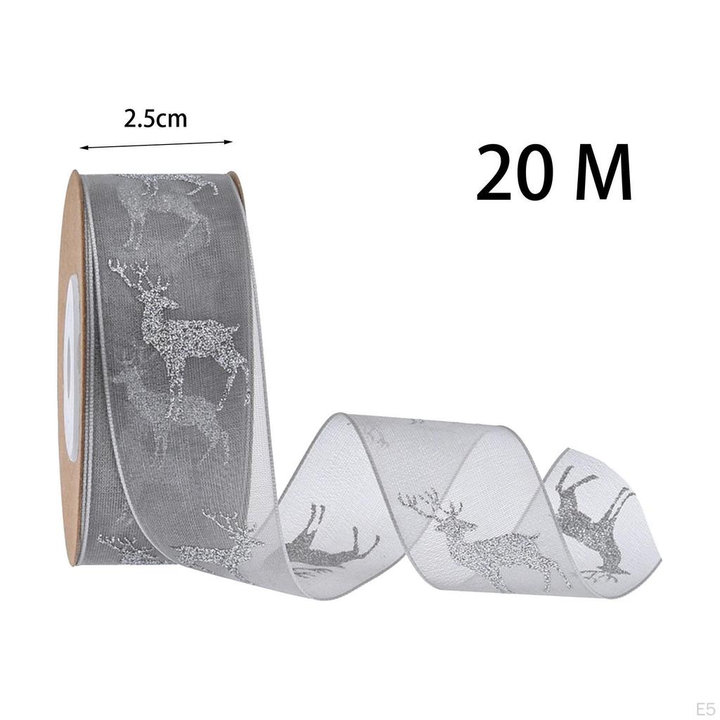 Weihnachtsband 1 Zoll breit 22 Yards Elch bedruckt dekorativ durchsichtig Chiffon für Winter