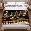 Music General Theme Soft Blanket Personalized Custom Name Text Print Warm Blanket Home Sofa Bedroom Decor