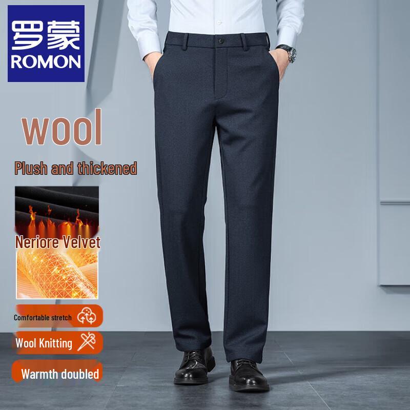 

Romons Men s Autumn/Winter Straight-Leg Business Casual Trousers 34