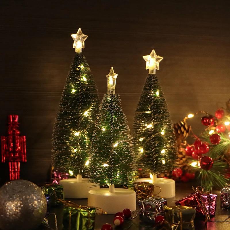 16/18/21cm LED Mini Christmas Trees Electronic Candles Star For Home Party Decoration New Year Gifts Xmas Christmas Ornament
