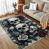 Personalized Skull Roses Art Print Carpet for Living Room Bedroom Bedside Sofa Table Floor Mat Home Area Rug Decor Large Size