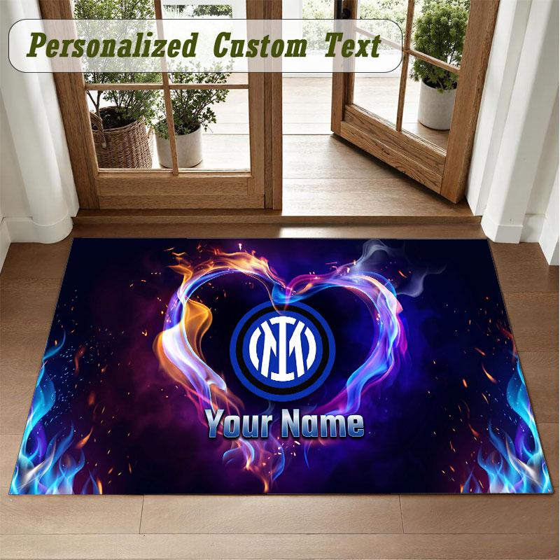 Crystal Velvet Square Rug Custom NameInter Milan Pattern Non Slip Home Floor Decor Rug