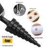3-Piece Hex Shank Straight Flute Step Drill Set: Bearing Steel Conical Drill Hole Opener (Sizes 3-12, 4-12, 4-20).