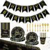Factory Bronzing Disposable Set Banner Paper Plate Paper Cup Paper Towel Tablecloth Birthday Party Decoration