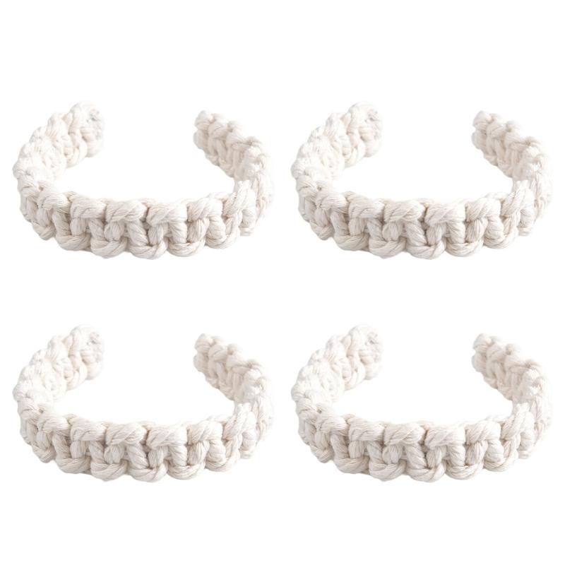 

4pcs Jutes Curtain Tiebacks Natural Texture Curtain Holders Tie Backs for Home Decoration and Elegent Daily Use off білий колір