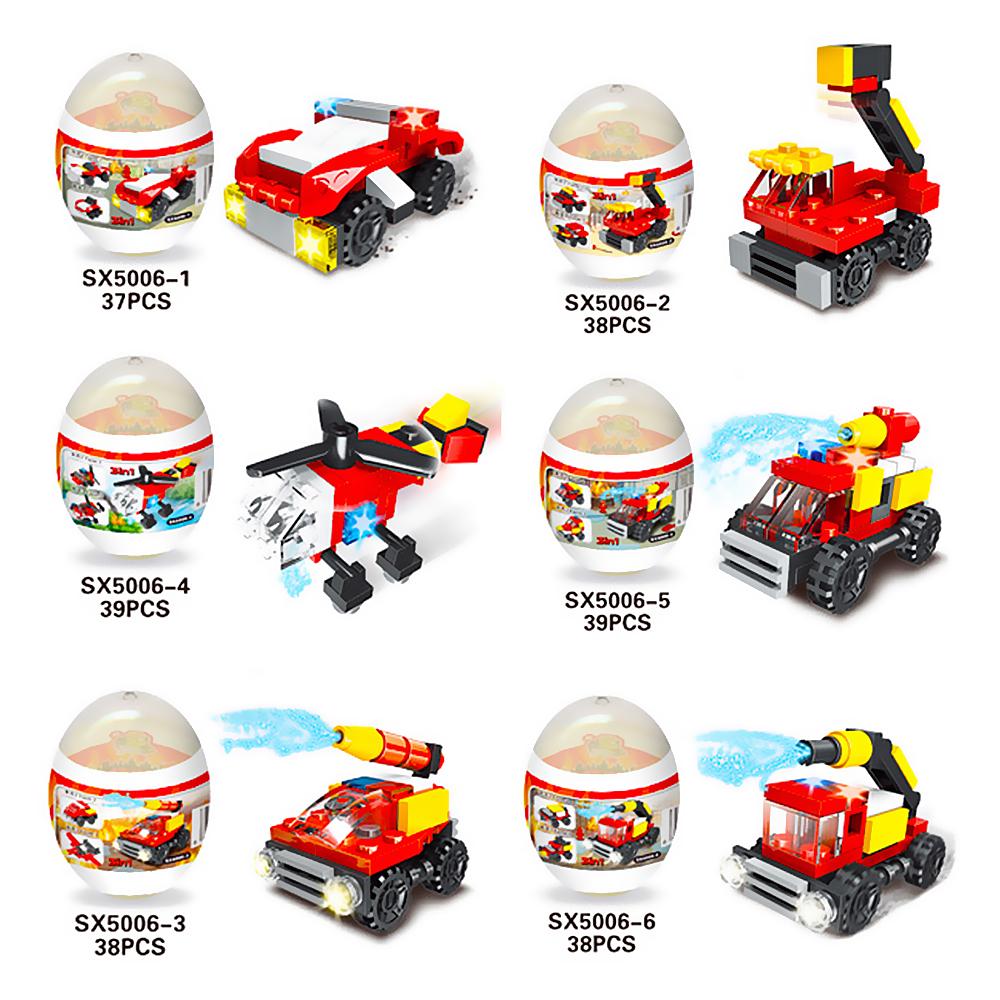 Self-Locking Street View Series/Fire Rescue Team Building Blocks Creative Egg