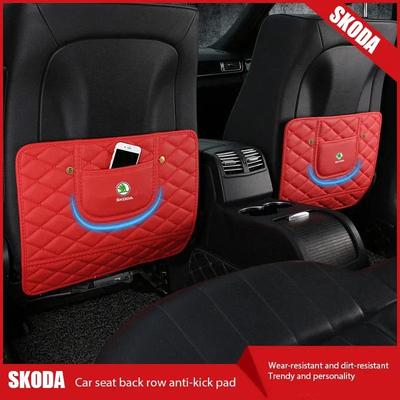 For Skoda  Octavia 2 A7 Tour RS Fabia 2 1 Rapid Kodiaq Superb Kamiq Car Anti-Child-Kick Pad Storage Bag Interior Accessories