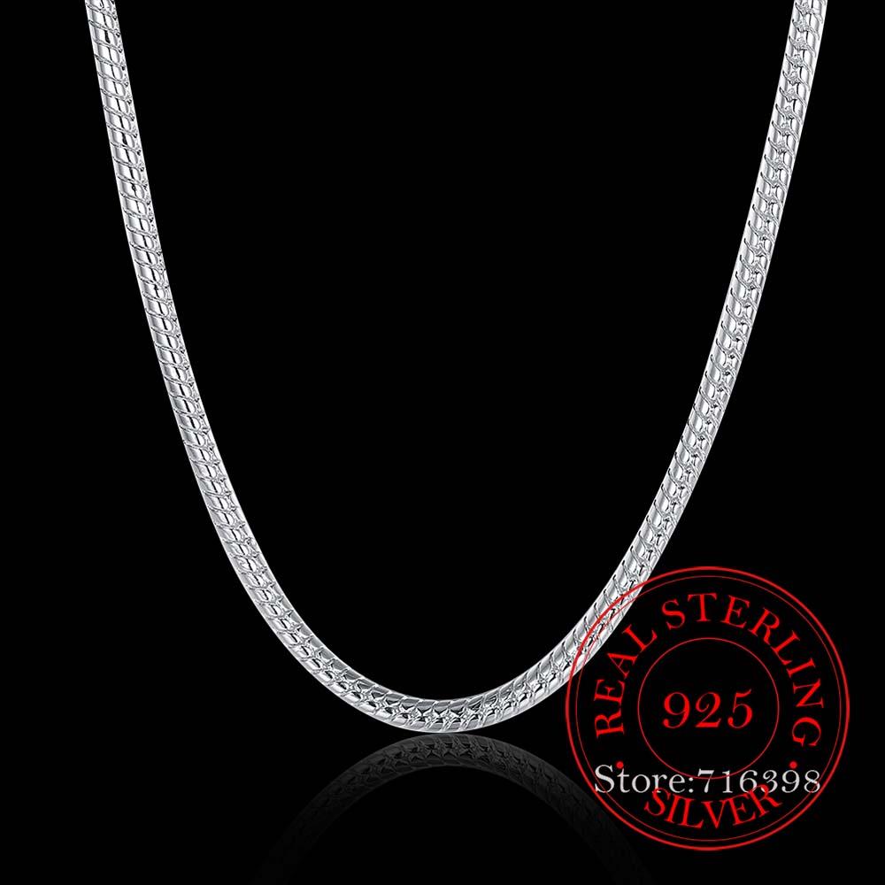 925 Sterling Silver,Boys Men's Fine 3mm 16-24inch Snake Chains Necklace for Women Men,fine Jewelry,Christmas Gift