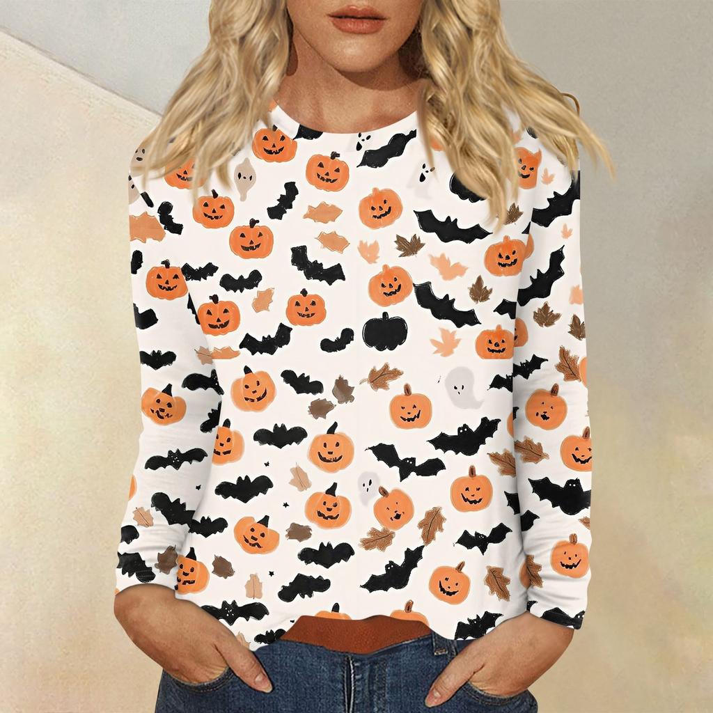 Women's Daily Casual Long-sleeved Printed O-neck Top