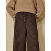 INMAN Women's Melange Striped Plush Wide-Leg Warm Pants
