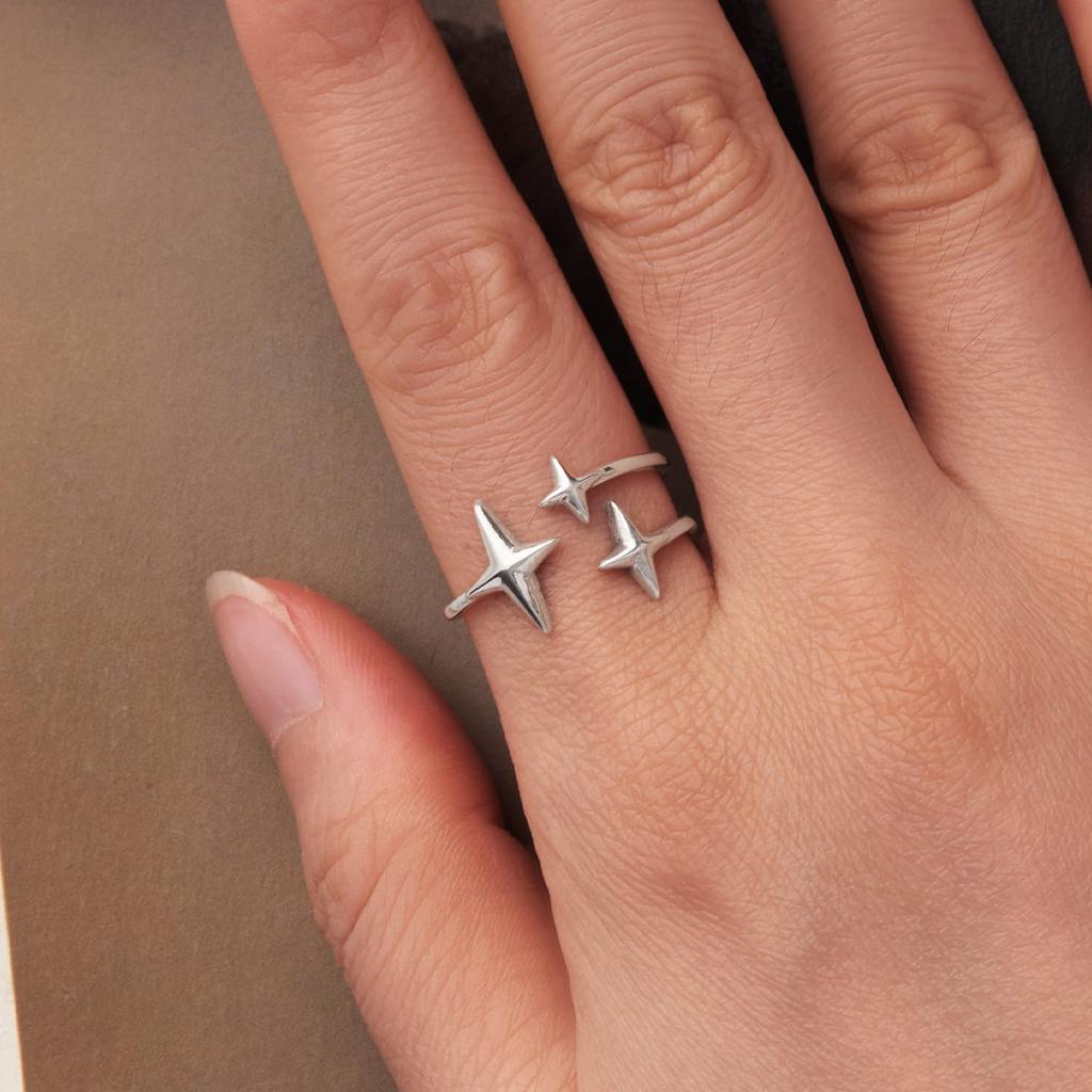 Silver universal ring THREE STARS silver 925