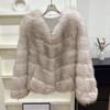 Han Yujia is good-natured and golden gradient French extravagant V-neck fox fur women's clothing autumn and winter loose coat
