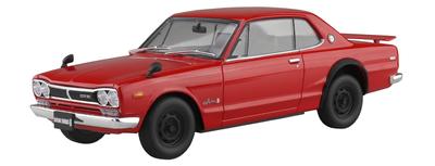 Aoshima Bunka Kyozaisha Rakupla Snap Car Series KPGC10 Skyline HT 1970 Red Plastic Model 1/24 2000GT-R Color-coded 01-RE