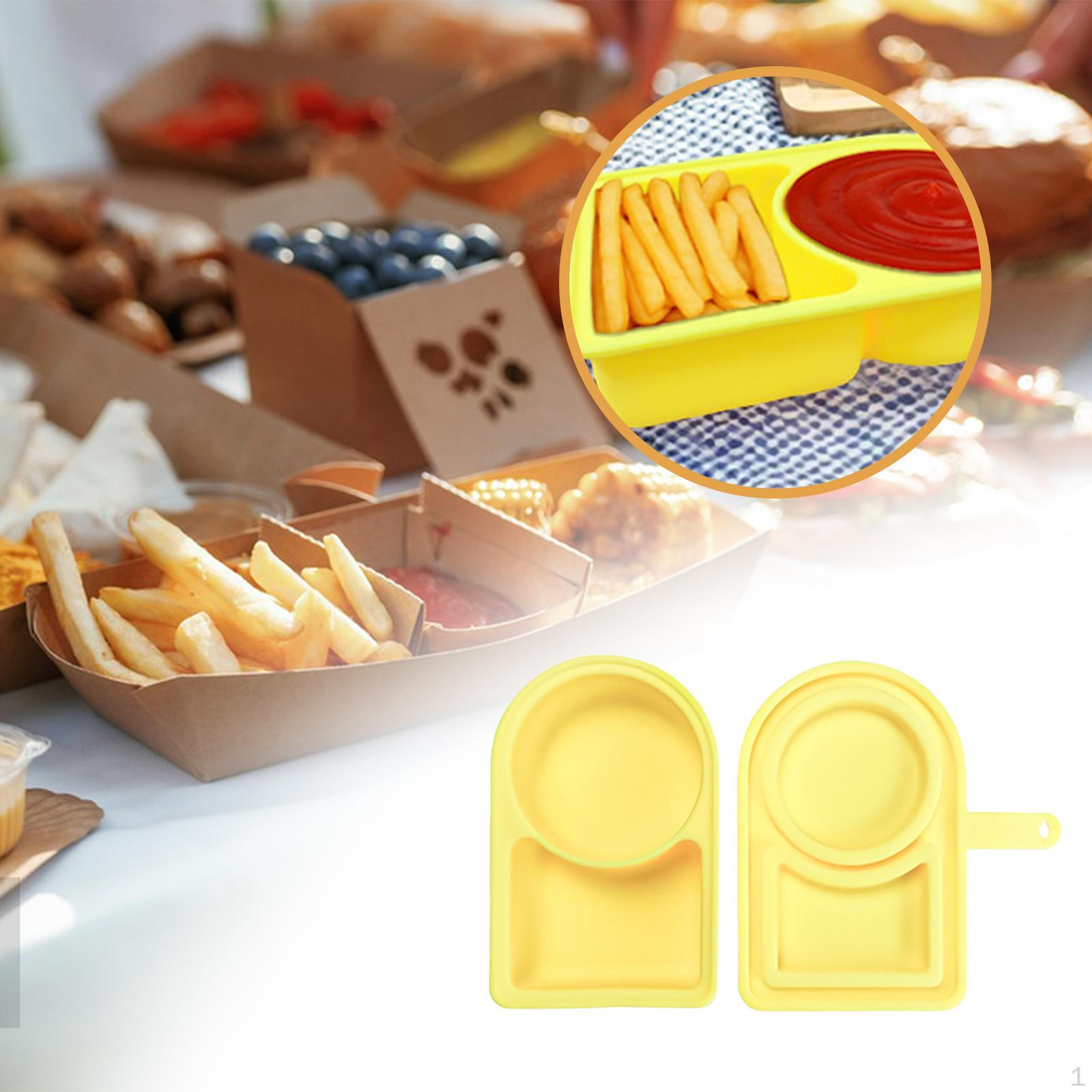 

Silicone Snack Container Portable Double Compartment for Kitchen Fruits Work жовтий