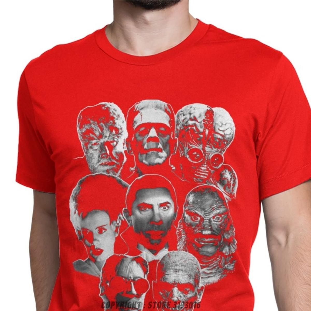 Christmas Gift TShirt Mens Universal Monster Gang T Shirts The Mummy Frankenstein Novelty Camisas Tee Shirt Oversized Casual S
