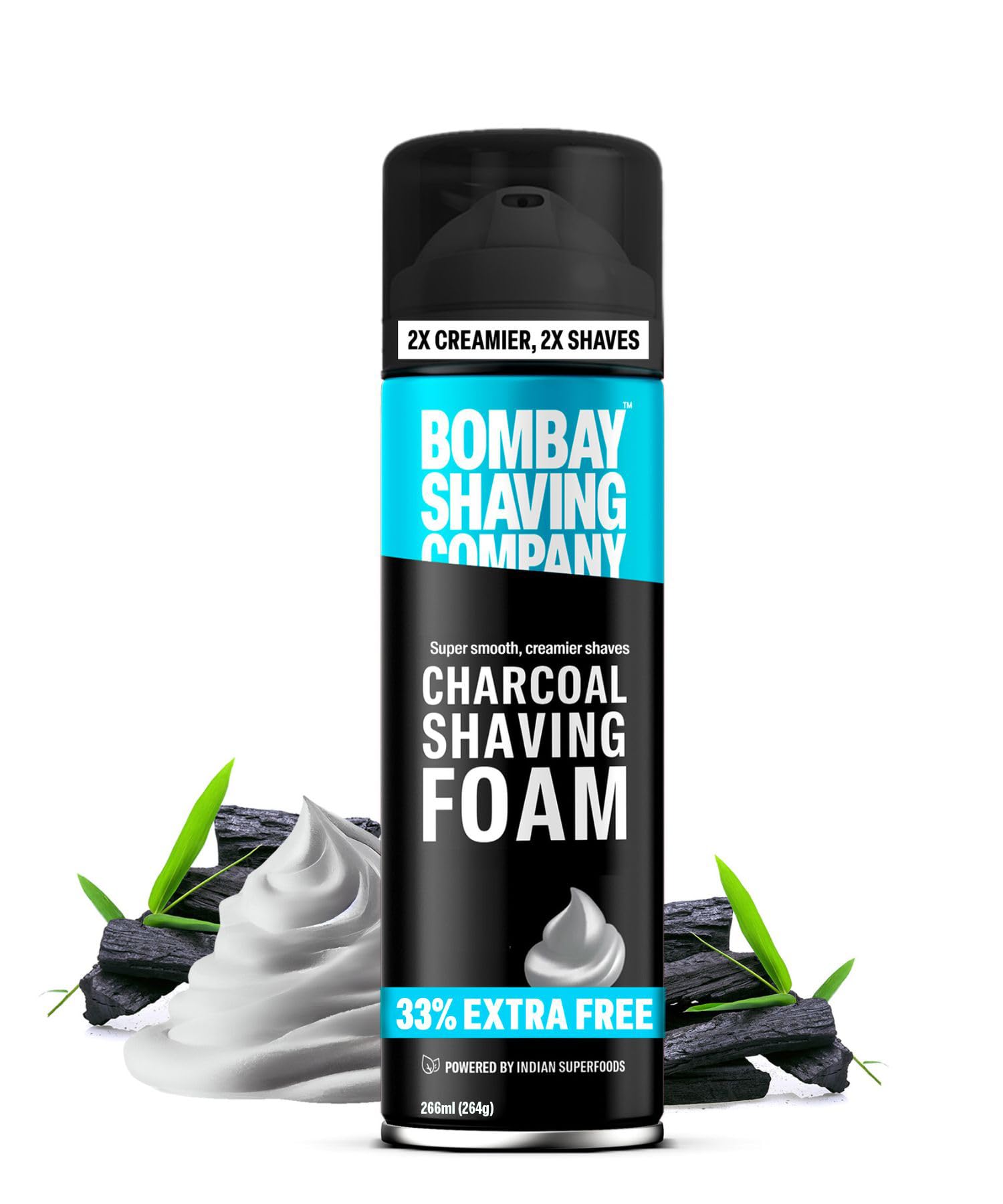 Bombay Shaving Company Угольная пена для бритья, 266 мл (33% дополнительно) с активированным углем и марокканским аргановым маслом